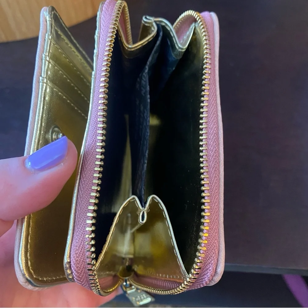 Steve Madden Wallet Pink and Blush Mini Fold Over Wallet Gold Interior NWOT